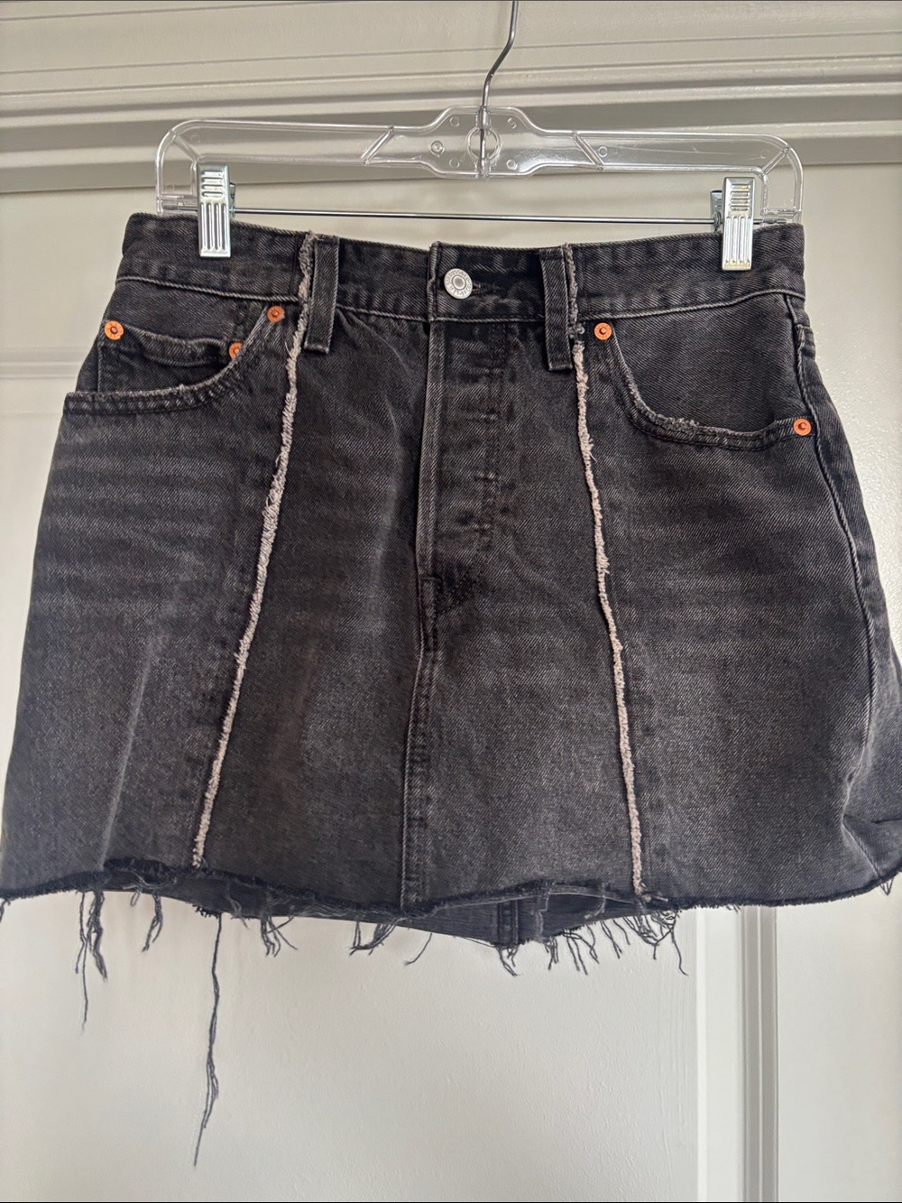Levi’s Black Distressed Denim Mini Skirt